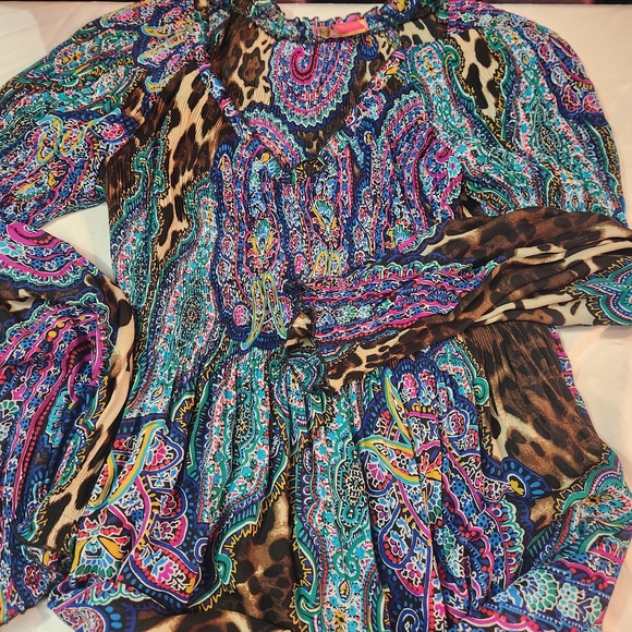 Sunny Leigh Tops - Sunny Leigh Multicolor Paisley and Leopard Blouse